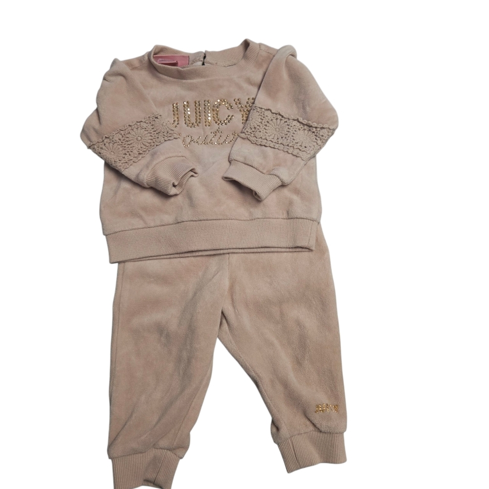 Juicy Couture Pink Velour Baby Outfit 3-6 Months Dust Peachy Pink